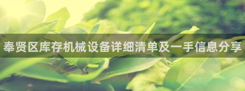 杏盛平台开户：奉贤区库存机械设备详细清单及一手信息分享