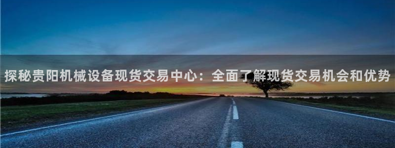 杏盛app下载：探秘贵阳机械设备现货交易中心：全面了解现货交易机会和优势